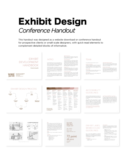 A conference handout packet that details the exhibit design process